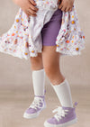 Girls lavender shorts and sneakers