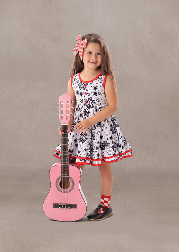 Toddler Girl Black and White Print Twirl Dress