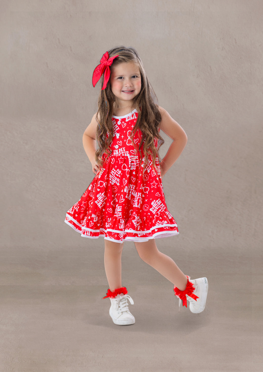 Toddler Girl Red Print Twirl Dress