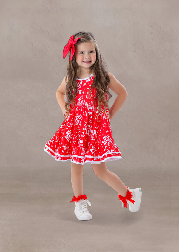 Toddler Girl Red Print Twirl Dress