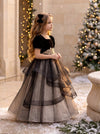 Ophelia Noir Gown Black & Gold | Girls Christmas Dresses | Flower Girl