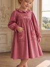 Angelique Embroidered Cotton Girls Dress in Pink | Girls Fall Dresses