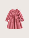 Angelique Embroidered Cotton Girls Dress in Pink | Girls Fall Dresses