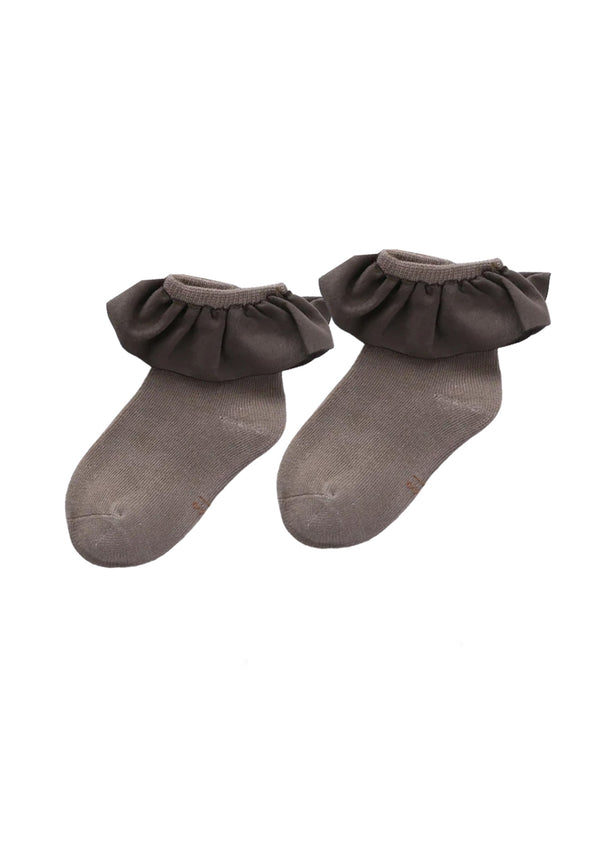 Toddler Girls Ruffle Ankle Socks Gray - Girls School Socks