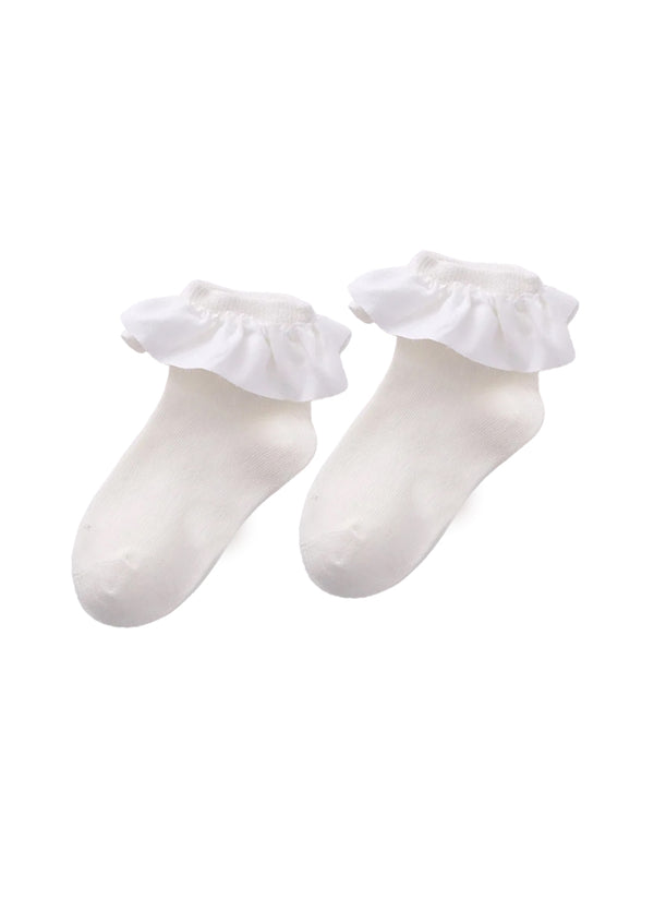Ruffle Ankle Socks White