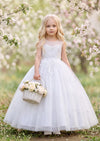 White Sequin Bodice Gown - Flower Girl Dresses