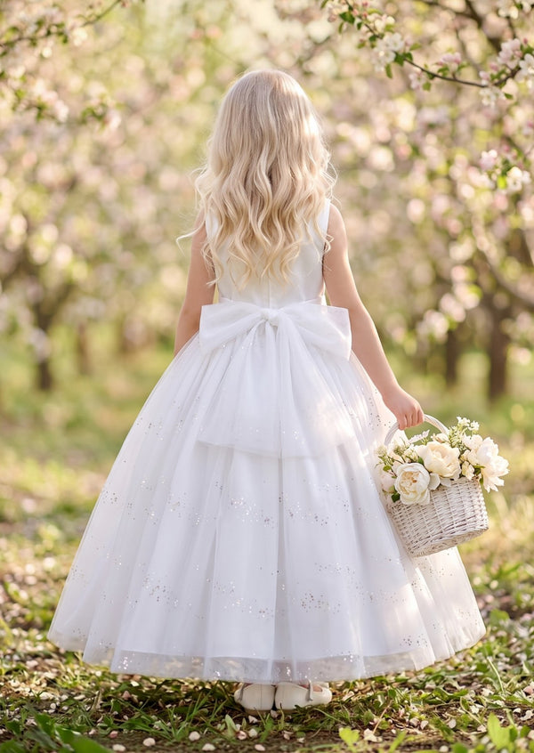 White Sequin Bodice Gown - Flower Girl Dresses