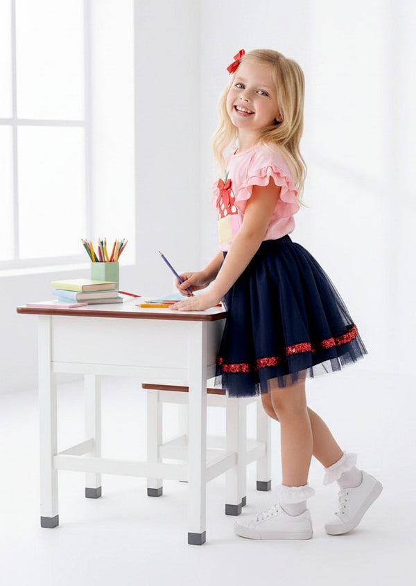 Girls Apple Pencil School Twirl Skirt Set - Twirl Dresses