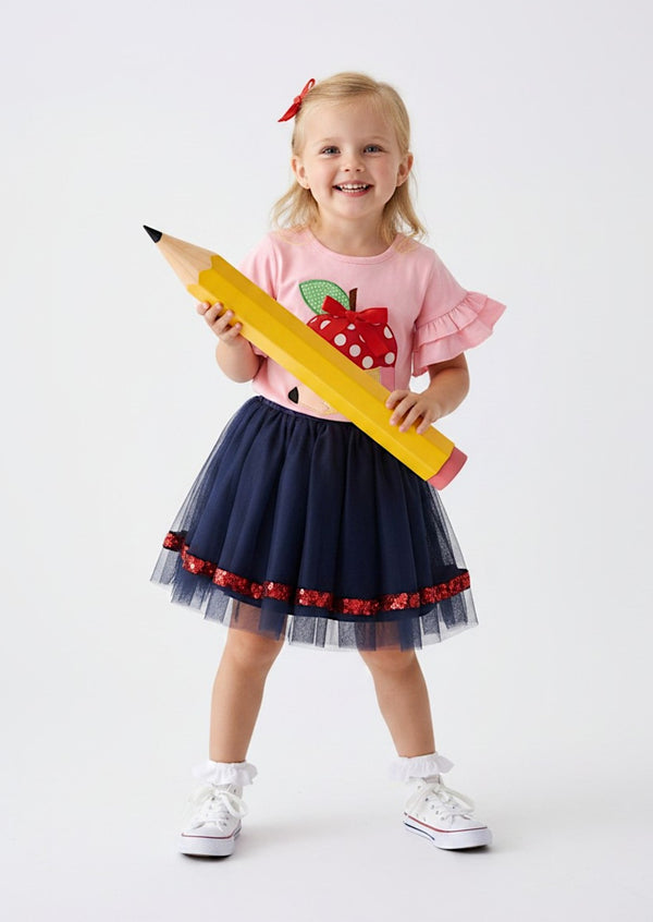 Girls Apple Pencil School Twirl Skirt Set - Twirl Dresses