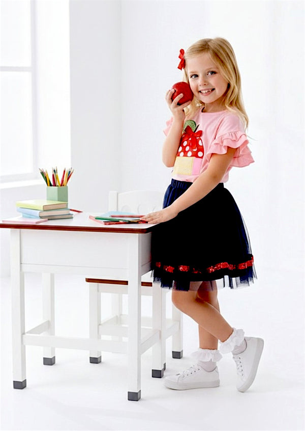 Girls Apple Pencil School Twirl Skirt Set - Twirl Dresses