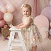 Fairies Garden Applique Tutu Dress in Cream | Cake Smash Outfit Girl