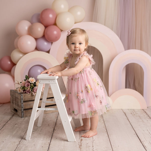Fairies Garden Applique Tutu Dress in Pink| Cake Smash Outfit Girl