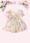 Enchanted Floral Party Dress in Apricot