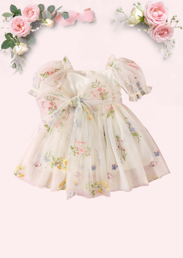Enchanted Floral Party Dress in Apricot