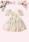 Enchanted Floral Party Dress in Apricot