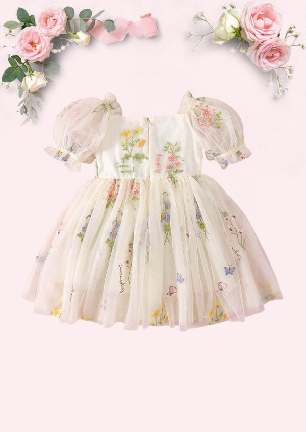 Enchanted Floral Party Dress in Apricot
