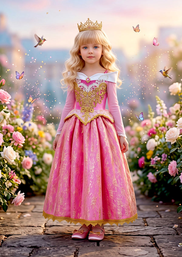 Sleeping Princess Gown in Pink – Girls Fairytale Dress