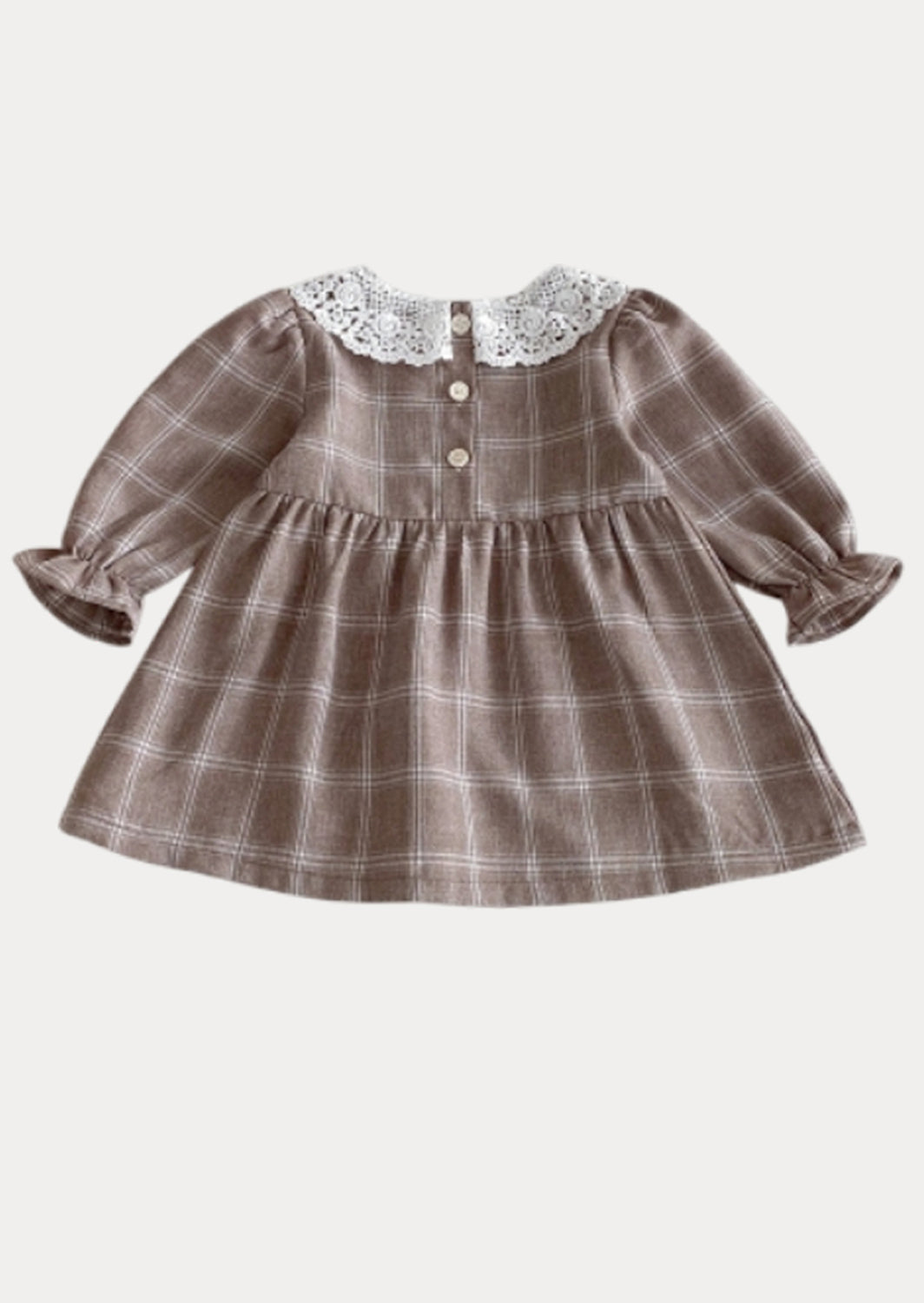 Ava Windowpane Plain Dress in Brown