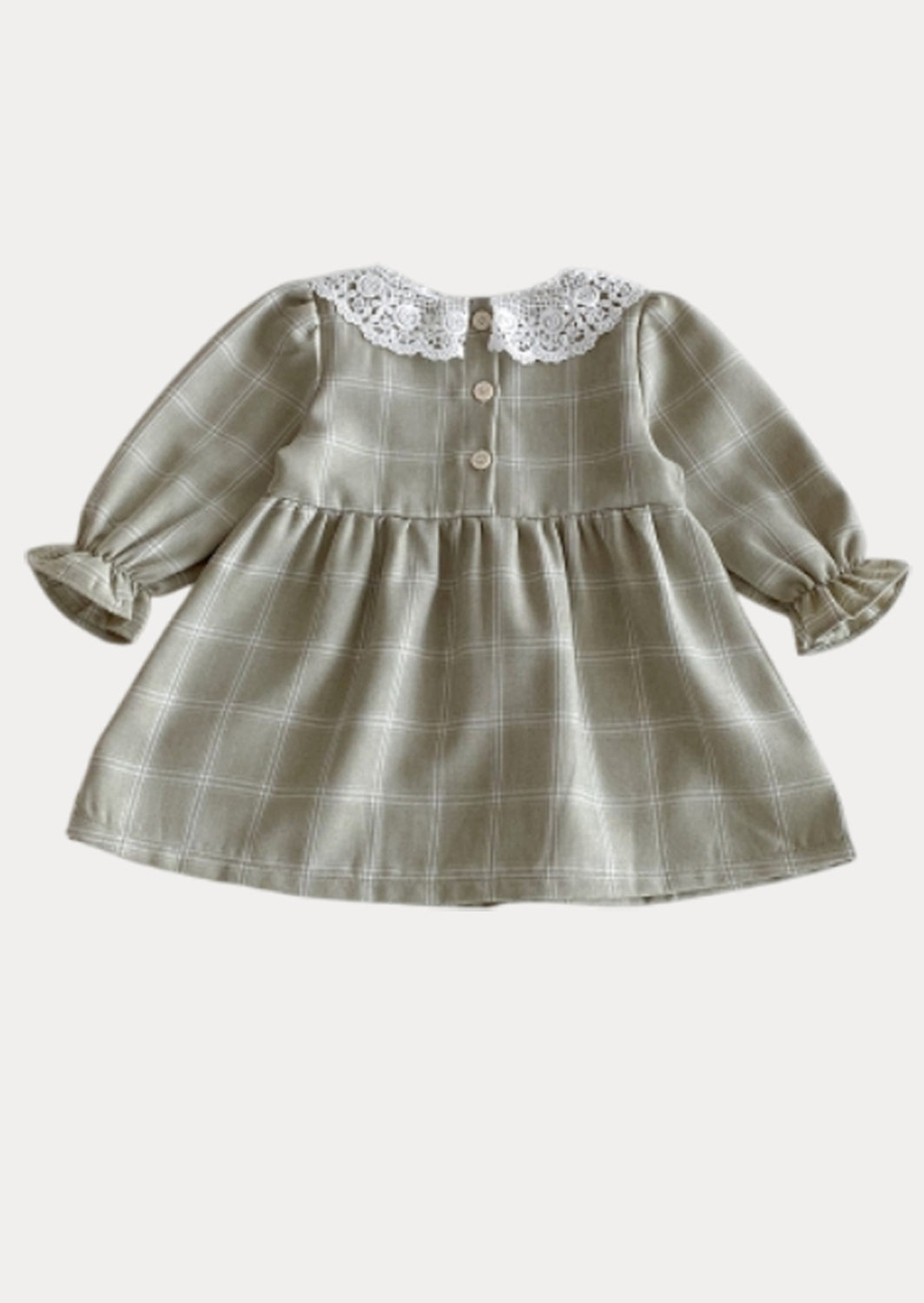 Ava Windowpane Plain Dress in Green