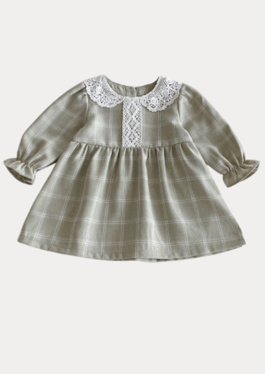 Ava Windowpane Plain Dress in Green