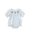 Baby Ducks Smocked Romper || Blue