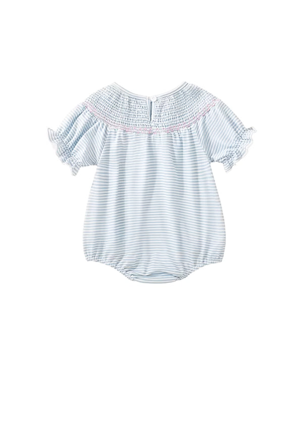 Baby Ducks Smocked Romper || Blue