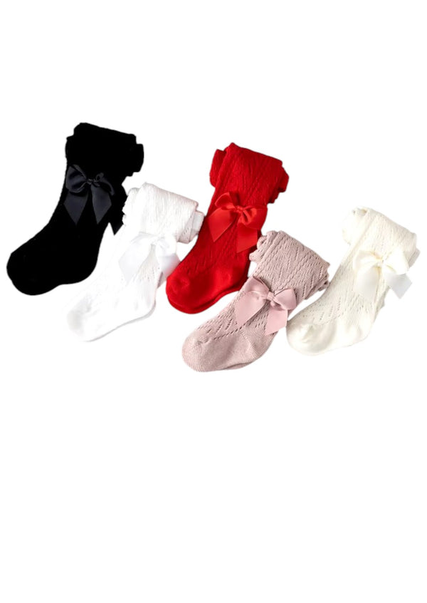 Baby Toddler Spanish Ribbon Bow Tights