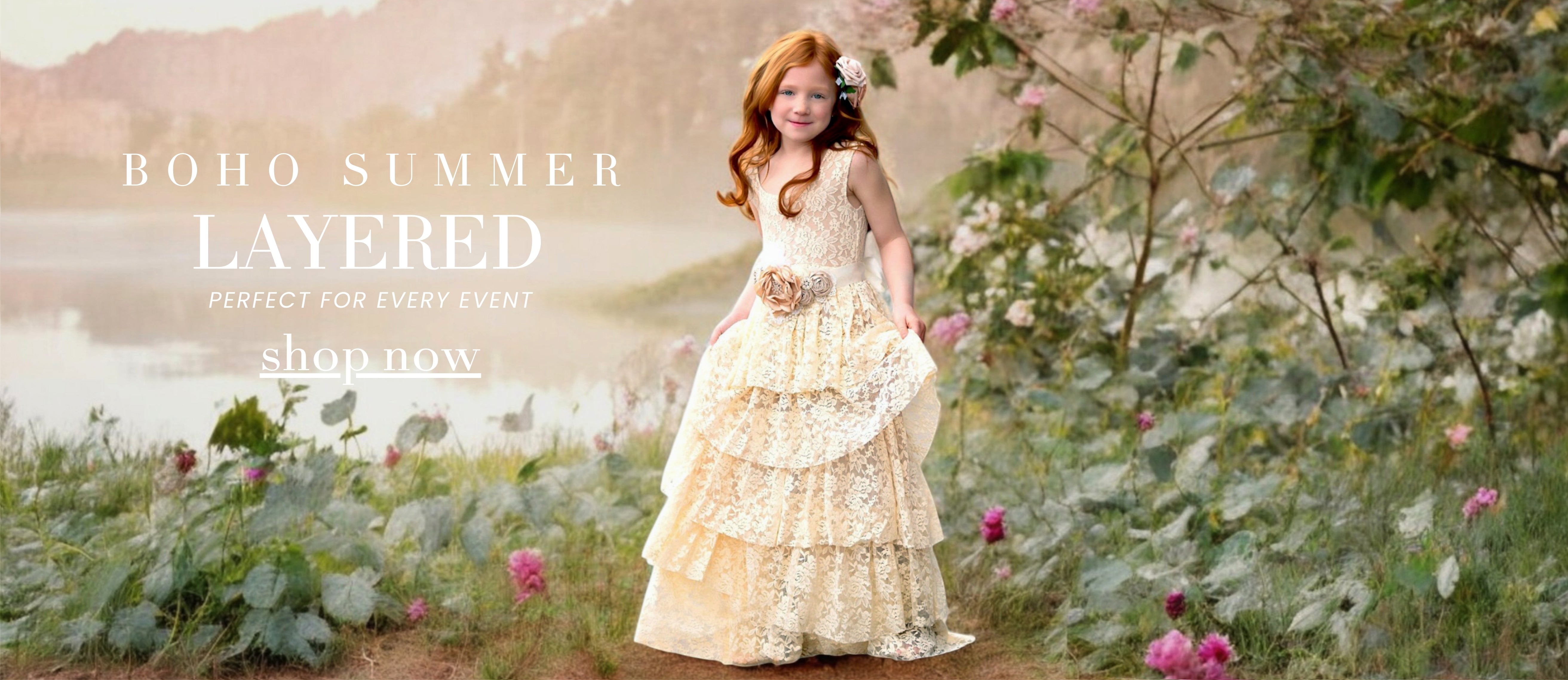 Boho Layered Lace Flower Girl Dresses