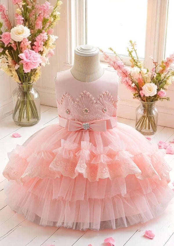 Toddler & Girls Light Pink Petti Ruffles & Lace Special Occasion Dress