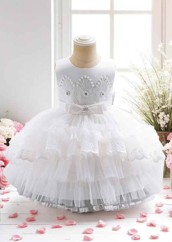 Baby & Girls White Petti Ruffles & Lace Special Occasion Dress