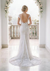 Beaded Cap Sleeve Bridal Overskirt Wedding Dress
Long Beaded Cap Sleeve Bridal 