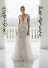 Beaded Cap Sleeve Bridal Overskirt Wedding Dress
Long Beaded Cap Sleeve Bridal 