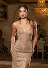 Champagne Gold Beaded Sheath Gown | Olivia Formal Dress
