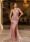 Rose Gold Beaded Sheath Gown | Olivia Prom & Gala Dress