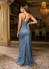 Dusty Blue Beaded Sheath Gown | Olivia Evening Dress