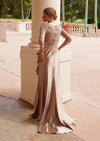 Stretch Satin Mother‑of‑the‑Bride Gown | Beaded Appliqué Bodice