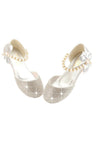 Crystal Rhinestone Beaded Strap Dress Flats - Silver