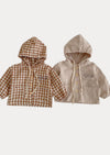 Light Weight Unisex Hooded Jacket Brown Check