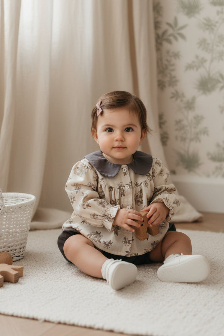 Jasmine Beige Floral Bloomer Set