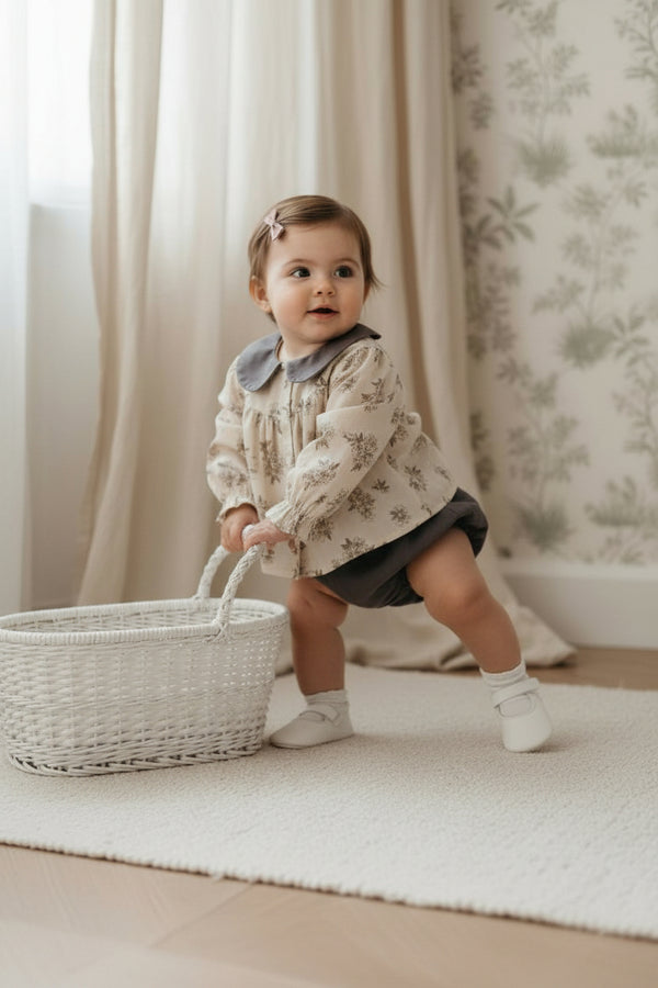 Jasmine Beige Floral Bloomer Set