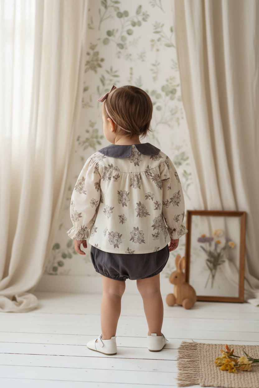 Jasmine Beige Floral Bloomer Set