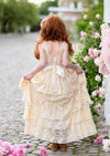 Girls scoop back beige lace flower girl dresses for toddler girls