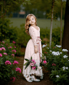 Champagne Long Sleeve Lace Vintage-Inspired Flower Girl Dress for Elegant Occasions