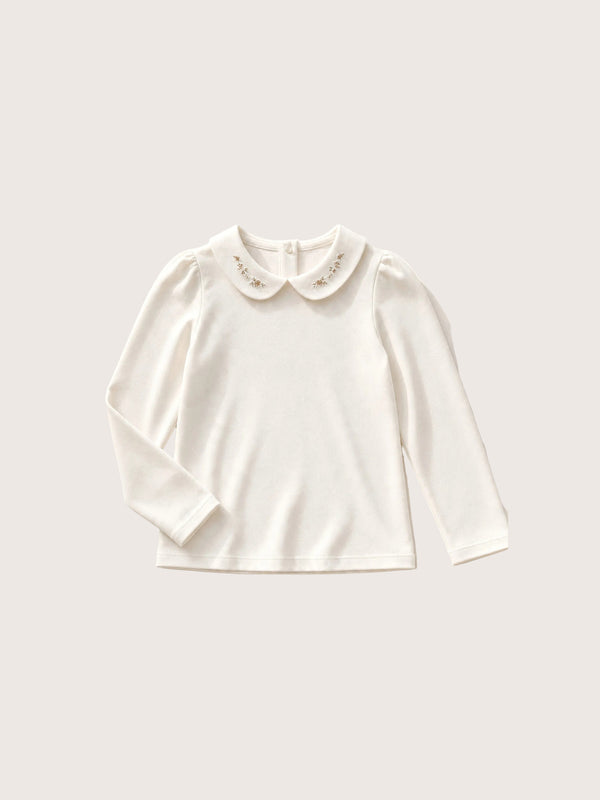 Beth Soft Cotton Embroidered Collar Shirt in White