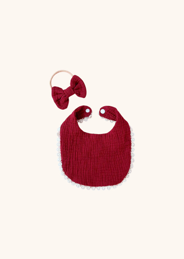 Bib & Bow Baby Girl Gift Set | Burgundy