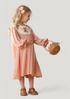 Pink Linen Bishop Collar Teddy Bear Dress