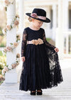 Black Lace Long Sleeve Boho Flower Girl Dress - Flower Girl Dresses