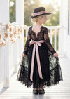 Black Lace Long Sleeve Boho Flower Girl Dress - Flower Girl Dresses