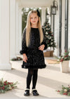 Mini Glam Sparkle Feather Two‑Piece Skirt Set - Girls Holiday Dress