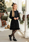 Mini Glam Sparkle Feather Two‑Piece Skirt Set - Girls Holiday Dress